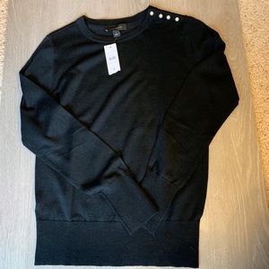 Ann Taylor black sweater with pearl accent
